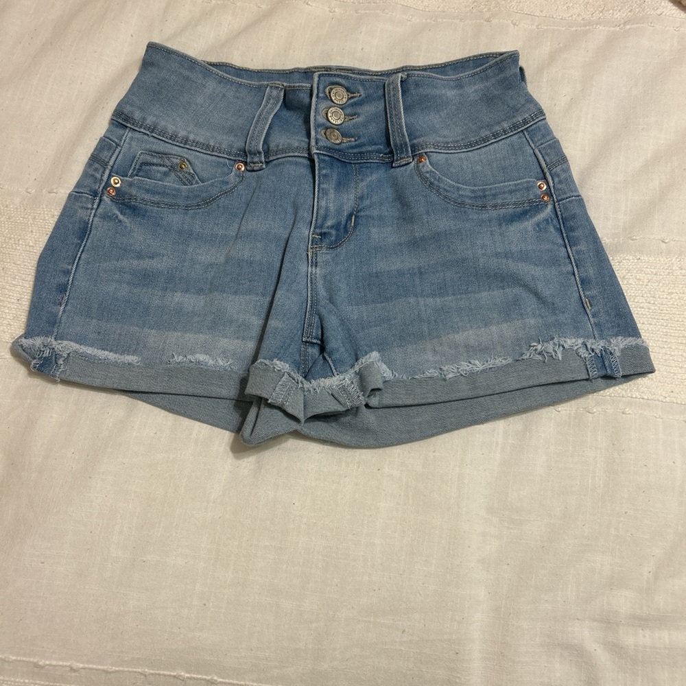 YMI Light Blue Jean Shorts with Frayed Hem